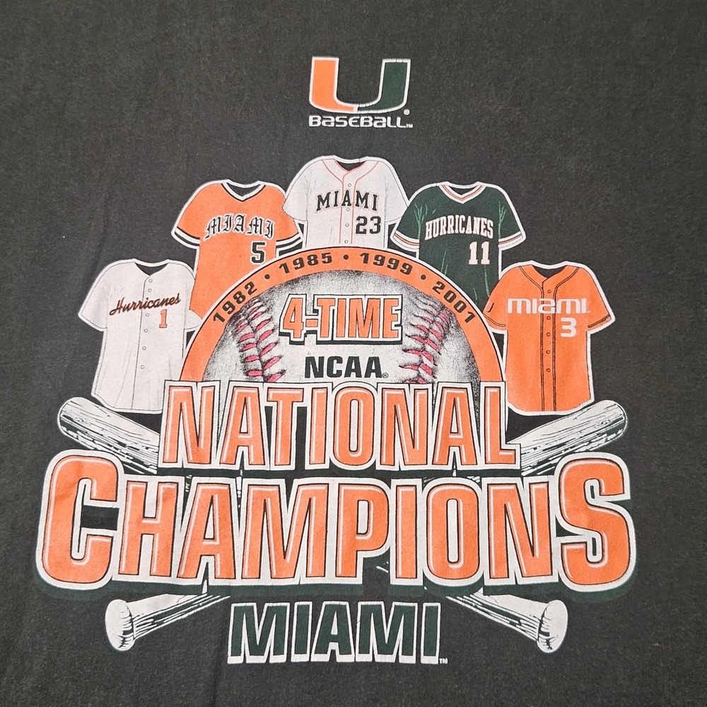 Vintage University Of Miami 2001‎ National Champions Baseball T Shirt Large